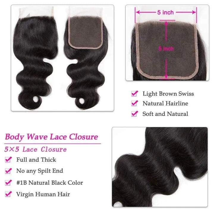 5x5 HD Lace Closure Human Hair Sew In Closure - Doaburu Hair