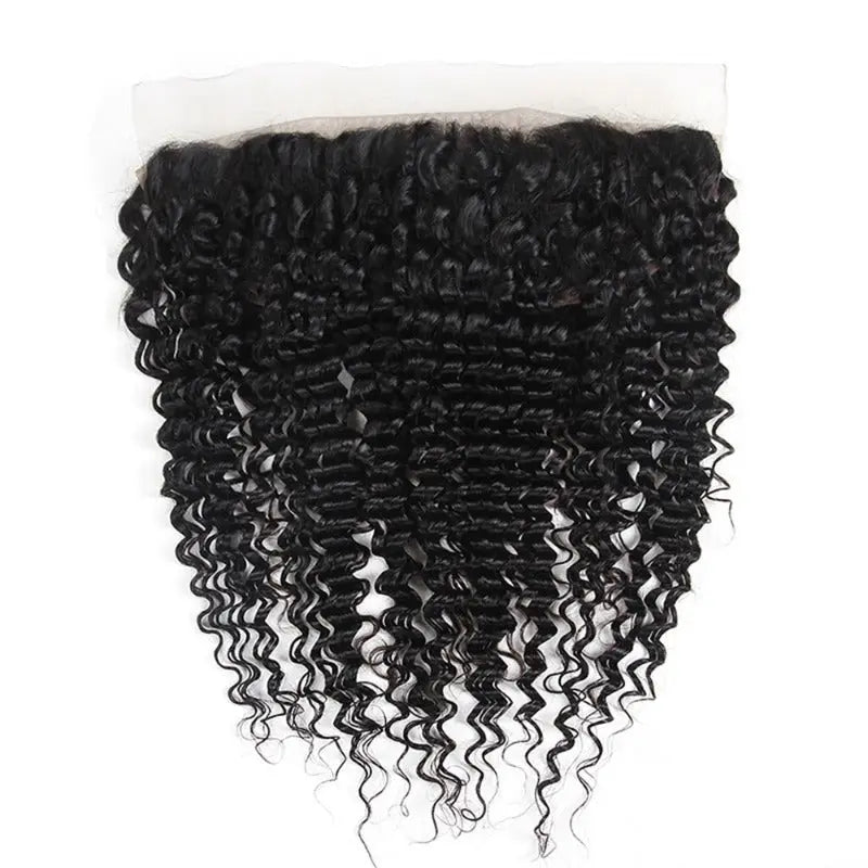 Natural Black 3 Bundles Deep Wave Brazilian Virgin Hair With 13*4 Lace Frontal - Doaburu Hair