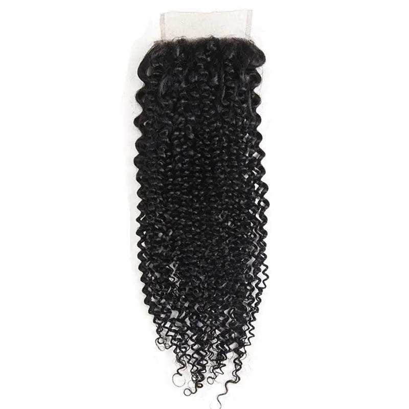 Natural Black 3 Bundles Kinky Curly Brazilian Virgin Hair With 4*4 Lace Closure - Doaburu Hair