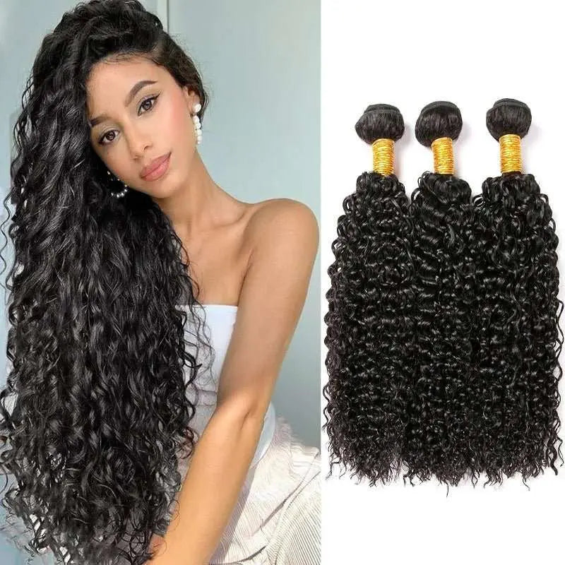 Natural Black 3 Bundles Kinky Curly Brazilian Virgin Hair With 4*4 Lace Closure - Doaburu Hair