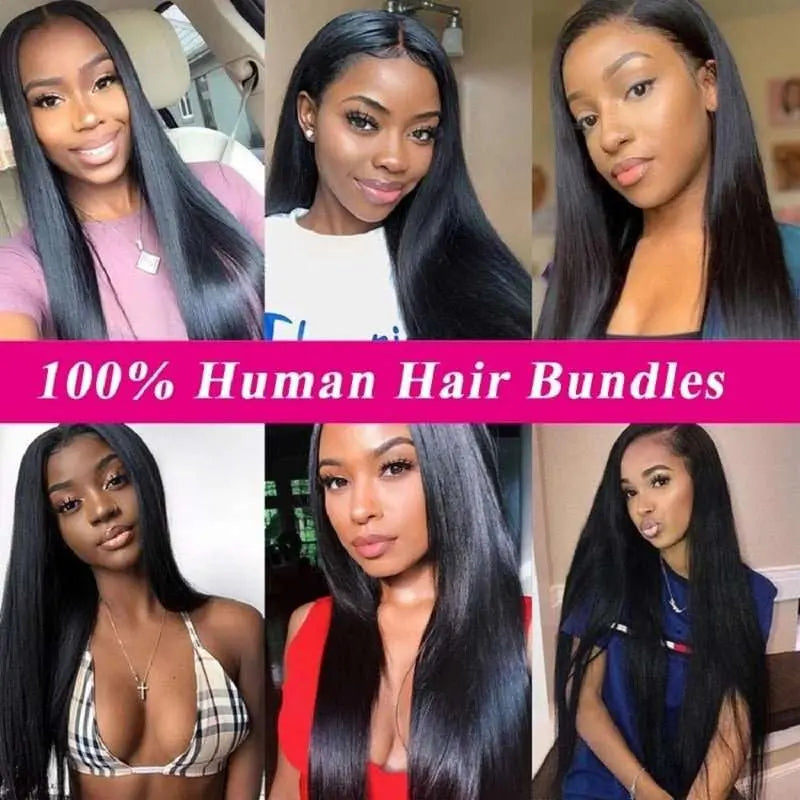 Natural Black 4 Bundles Straight Brazilian Virgin Hair With 4*4 Lace Closure - Doaburu Hair
