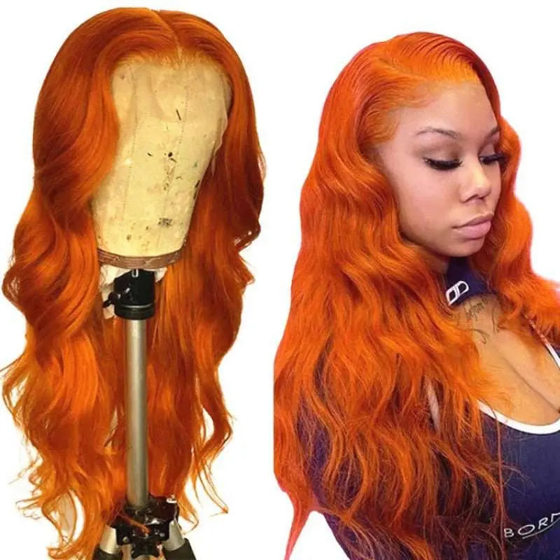 New Fashion Orange Color 13*4 Lace Frontal Wig Straight/Body Wave - Doaburu Hair