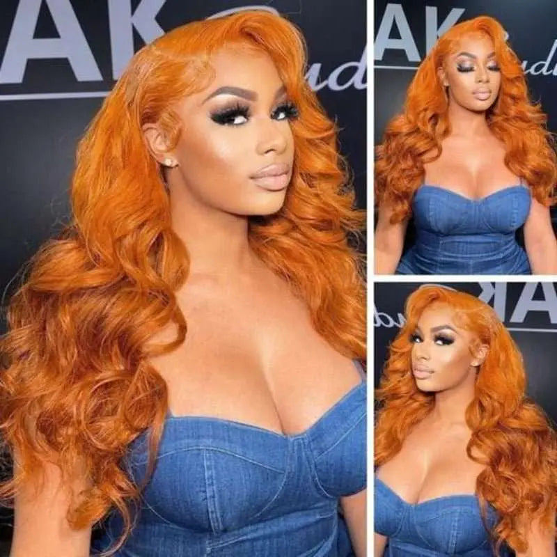 New Fashion Orange Color 13*4 Lace Frontal Wig Straight/Body Wave - Doaburu Hair
