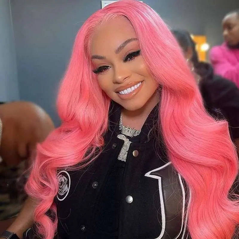 New Fashion Pink Color 13*4 Lace Frontal Wig Straight/Body Wave - Doaburu Hair