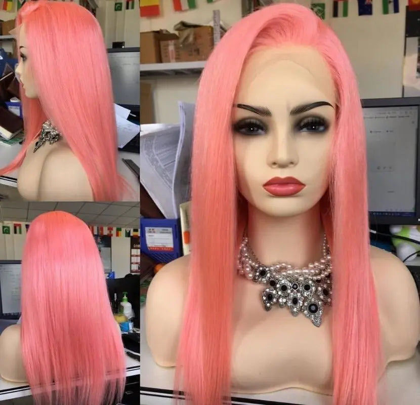 New Fashion Pink Color 13*4 Lace Frontal Wig Straight/Body Wave - Doaburu Hair