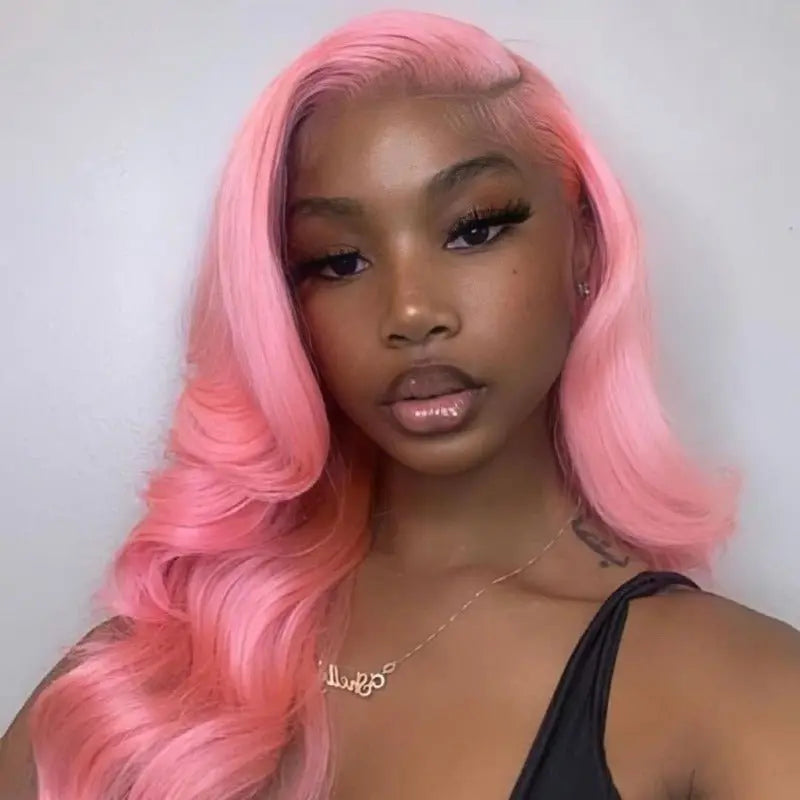New Fashion Pink Color 13*4 Lace Frontal Wig Straight/Body Wave - Doaburu Hair