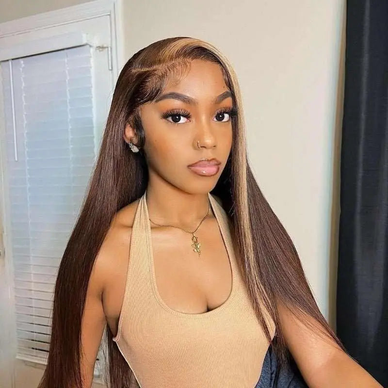 Ombre Color Highlights Straight 4x4 13x4 Lace Frontal Wig - Doaburu Hair