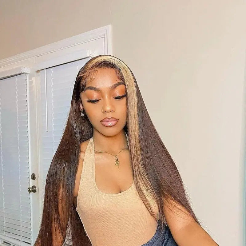 Ombre Color Highlights Straight 4x4 13x4 Lace Frontal Wig - Doaburu Hair
