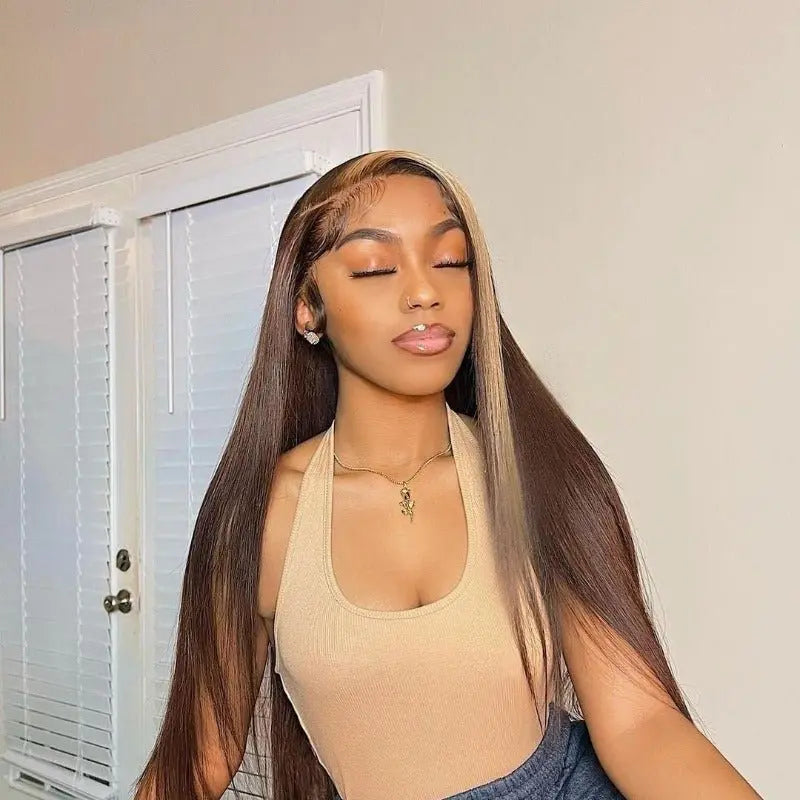 Ombre Color Highlights Straight 4x4 13x4 Lace Frontal Wig - Doaburu Hair