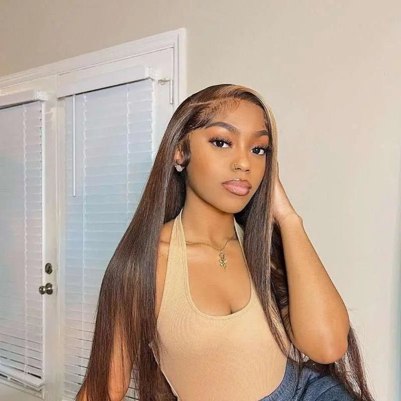 Ombre Color Highlights Straight 4x4 13x4 Lace Frontal Wig - Doaburu Hair