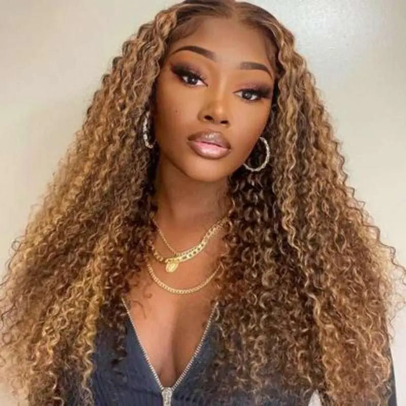 Piano Highlights Ombre Romantic Curly Wave 13*4 Lace Frontal Wig - Doaburu Hair
