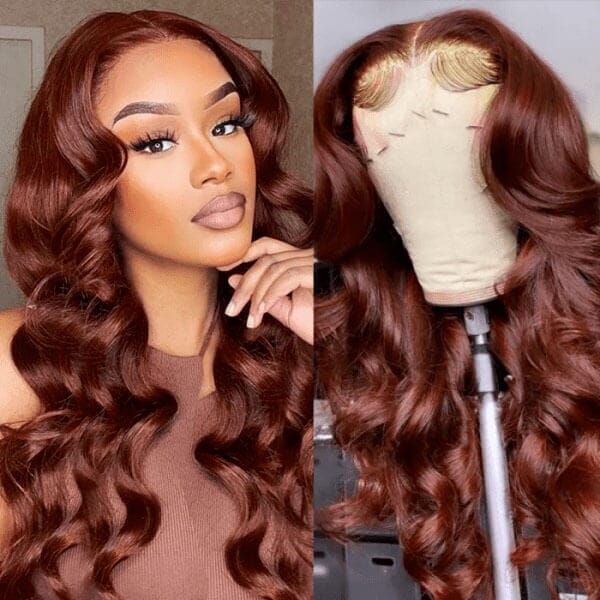 Reddish Brown Auburn Color Body Wave 13*4 Lace Frontal Wigs - Doaburu Hair