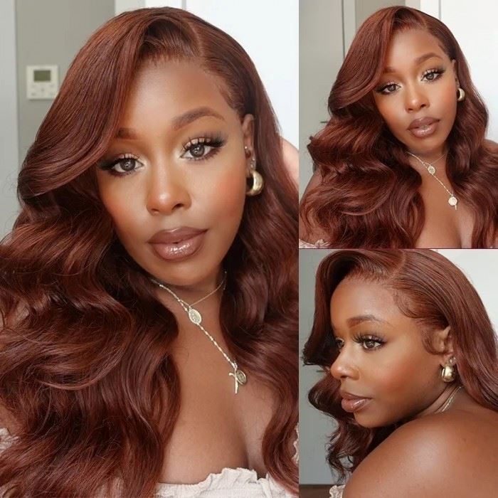 Reddish Brown Auburn Color Body Wave 13*4 Lace Frontal Wigs - Doaburu Hair