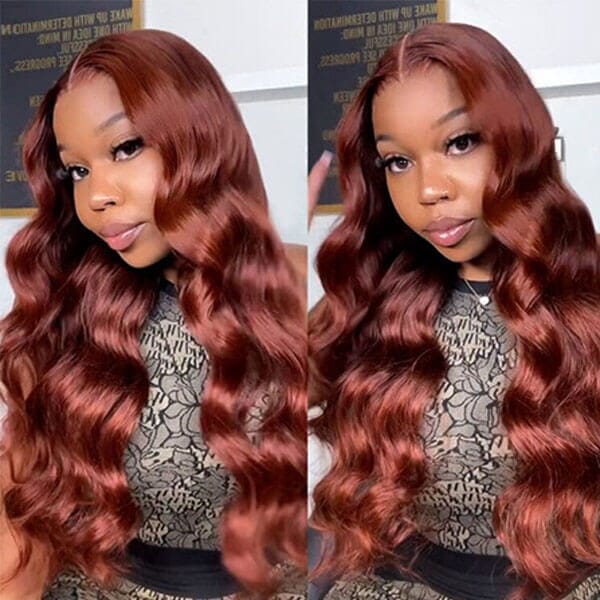 Reddish Brown Auburn Color Body Wave 13*4 Lace Frontal Wigs - Doaburu Hair