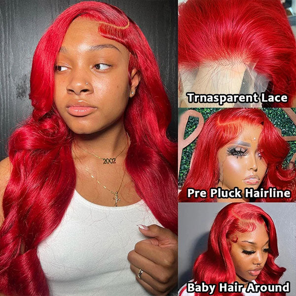 Redwine Color 13x4 Body Wave Lace Frontal Wigs 4x4 Closure Wig - Doaburu Hair