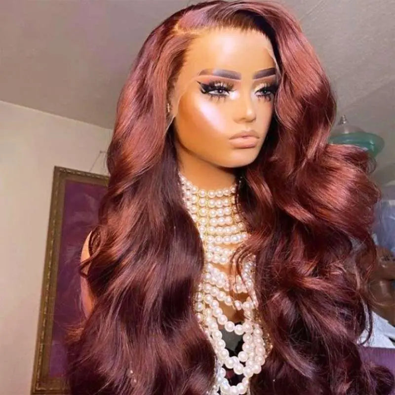 Reddish Brown Auburn Color Body Wave 13*4 Lace Frontal Wigs - Doaburu Hair