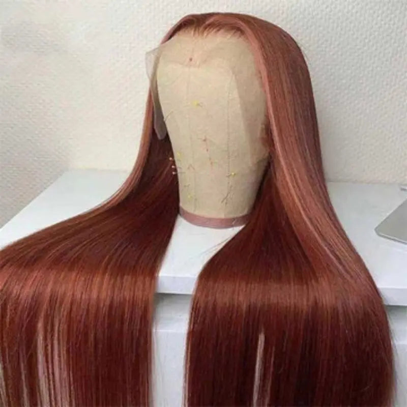 Reddish Brown Auburn Color Silky Straight 13*4 Lace Frontal Wigs - Doaburu Hair