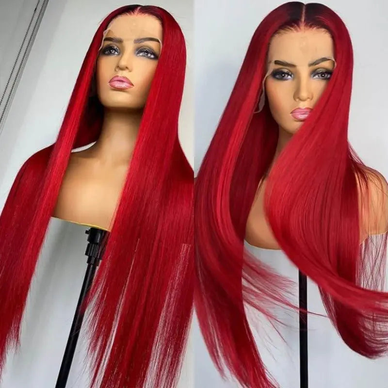 Redwine Color 4x4 13x4 Straight Lace Frontal Wigs - Doaburu Hair