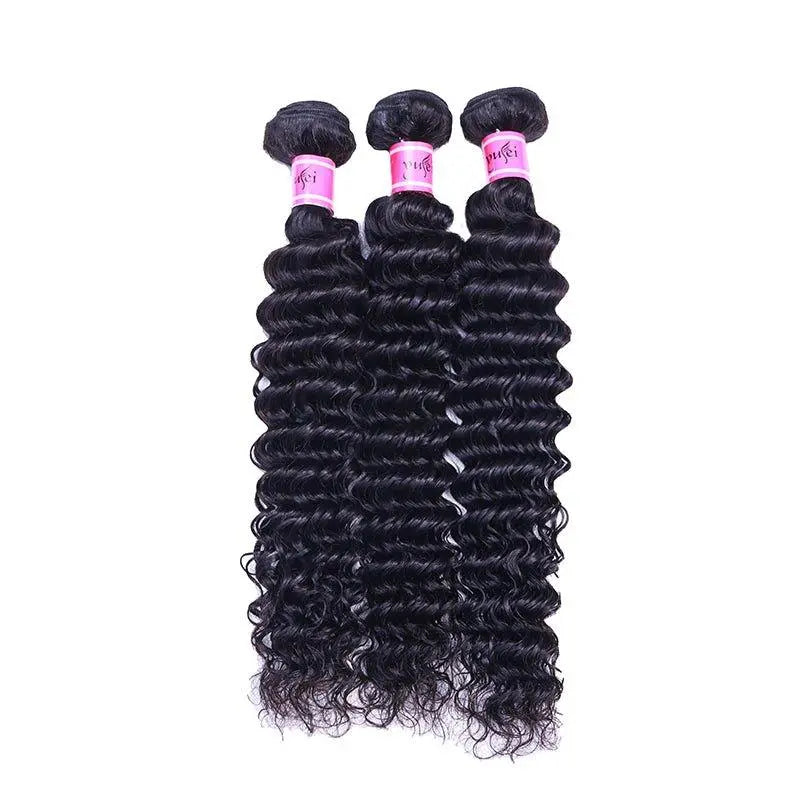Remy Hair 3 Bundles Deep Wave Natural Black Brazilian Virgin Hair - Doaburu Hair