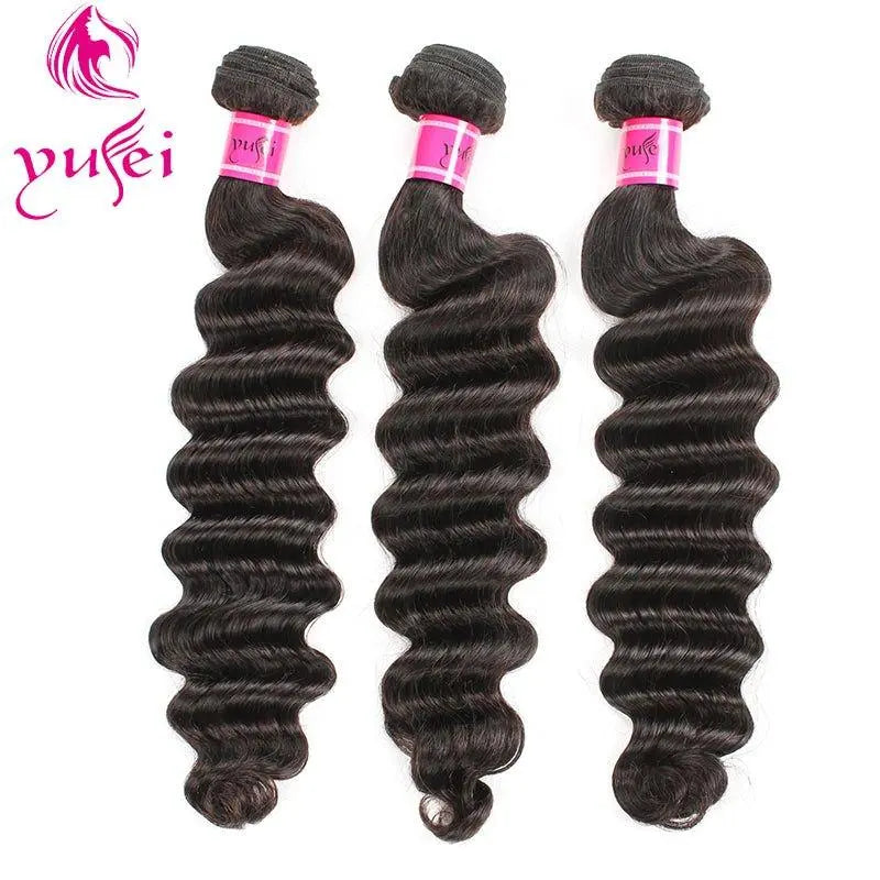 Remy Hair 3 Bundles Loose Deep Natural Black Brazilian Virgin Hair - Doaburu Hair