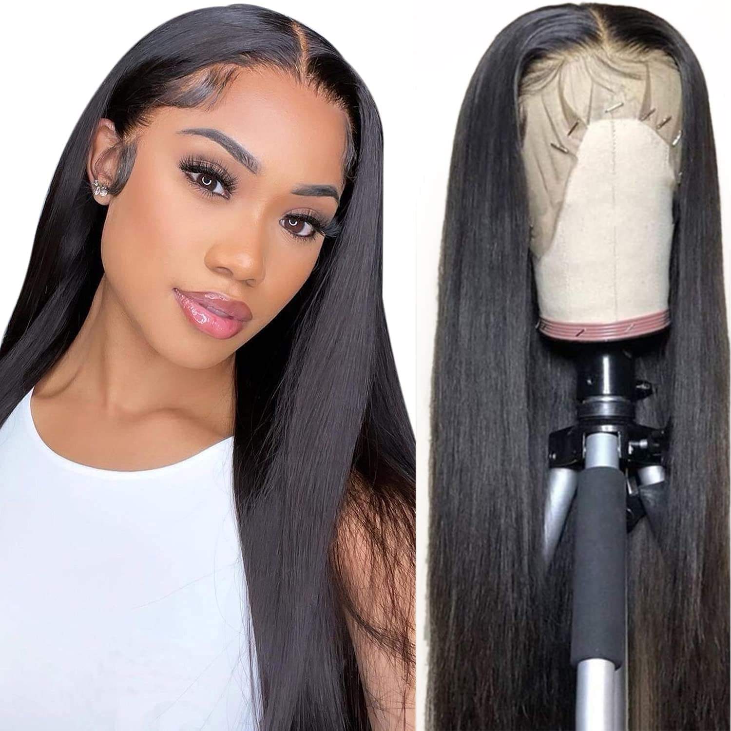 13x6 Transparent Lace Frontal Straight Wigs Natural Black - Doaburu Hair
