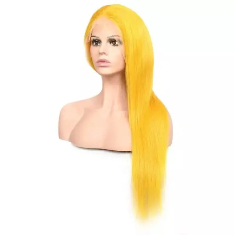 Sunny Yellow Color Straight Hair 13*4 Lace Frontal Wigs - Doaburu Hair