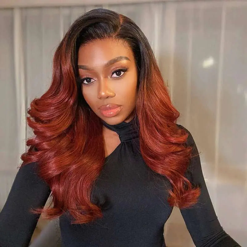 Super Popular T1B/33 Color Body Wave 4x4 13x4 Lace Frontal Wig - Doaburu Hair