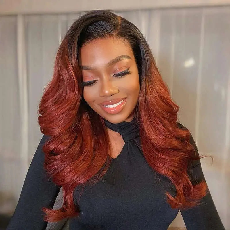 Super Popular T1B/33 Color Body Wave 4x4 13x4 Lace Frontal Wig - Doaburu Hair