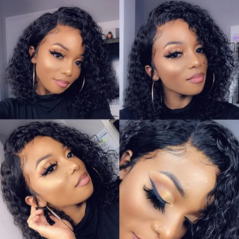Thick Combed Kinky Curly Bob 13*4 Lace Frontal Wig - Doaburu Hair