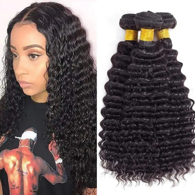 3 Bundles Deep Wave Super High Class Premium Virgin Hair Natural Black - Doaburu Hair