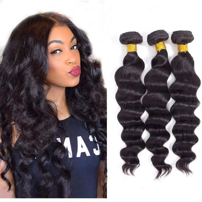 3 Bundles Loose Deep Super High Class Premium Virgin Hair Natural Black - Doaburu Hair
