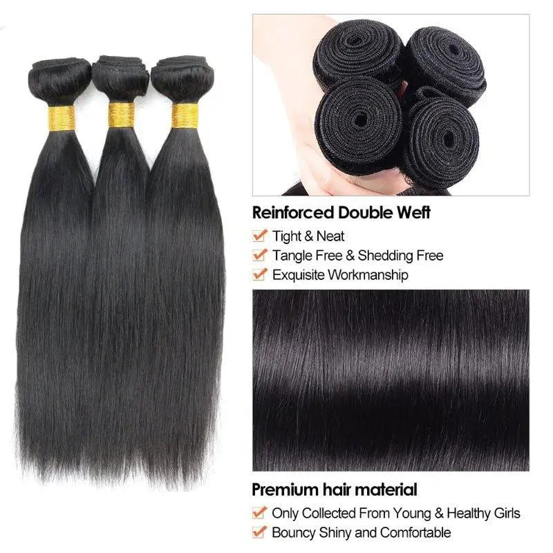 3 Bundles Straight Super High Class Premium Virgin Hair Natural Black - Doaburu Hair