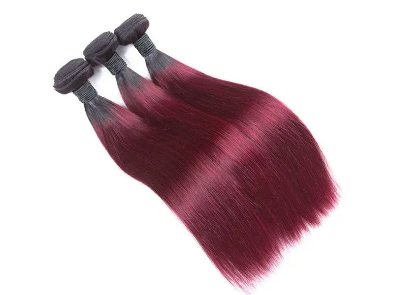 3 Bundles Straight T1B/Burgundy Red Color Brazilian Virgin Hair - Doaburu Hair