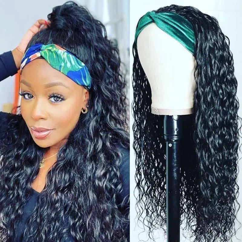 Glueless Headband Water Wave Wig For Black Woman 150%Density - Doaburu Hair