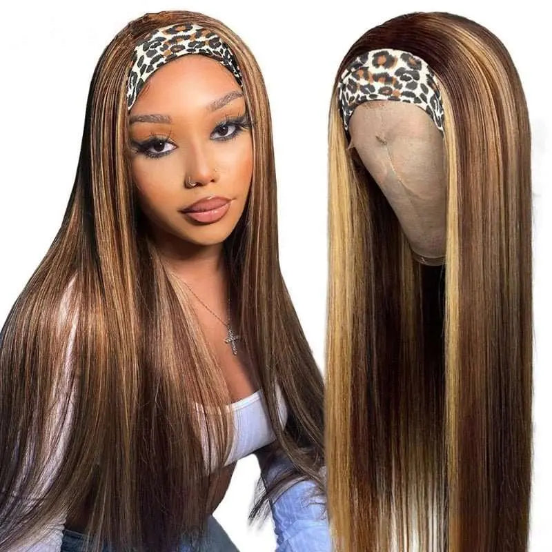Honey Piano Color Glueless Headband Straight Wig 150% Density - Doaburu Hair