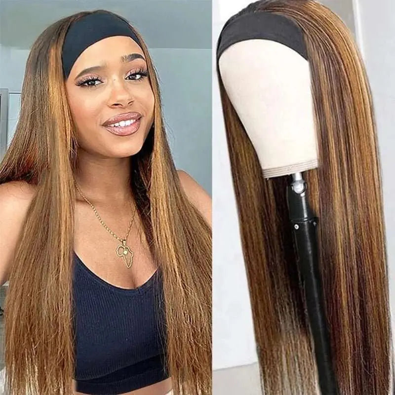 Honey Piano Color Glueless Headband Straight Wig 150% Density - Doaburu Hair