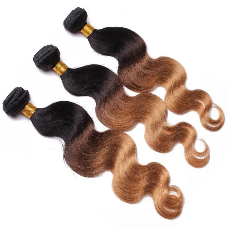 Remy Hair 3 Bundles T1B/27 T1B/4/27 Color Straight/Body Wave Brazilian Virgin Hair - Doaburu Hair