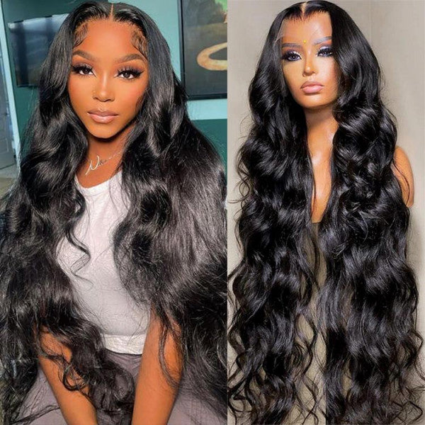 Glueless Wig Body Wave Transparent 13*4 Lace Frontal Wigs Natural Black - Doaburu Hair