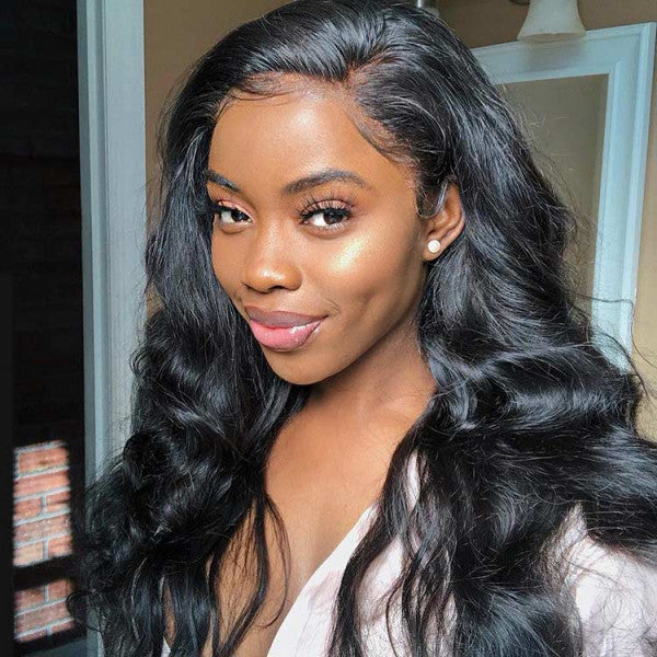 Glueless Wig Body Wave Transparent 13*4 Lace Frontal Wigs Natural Black - Doaburu Hair