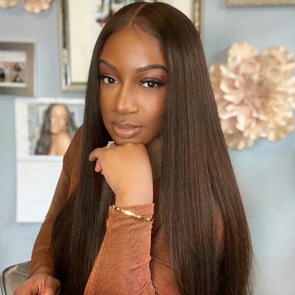 13x4 Lace Frontal Straight Wigs #4 Chocolate Brown Color 4x4 Closure Wig - Doaburu Hair