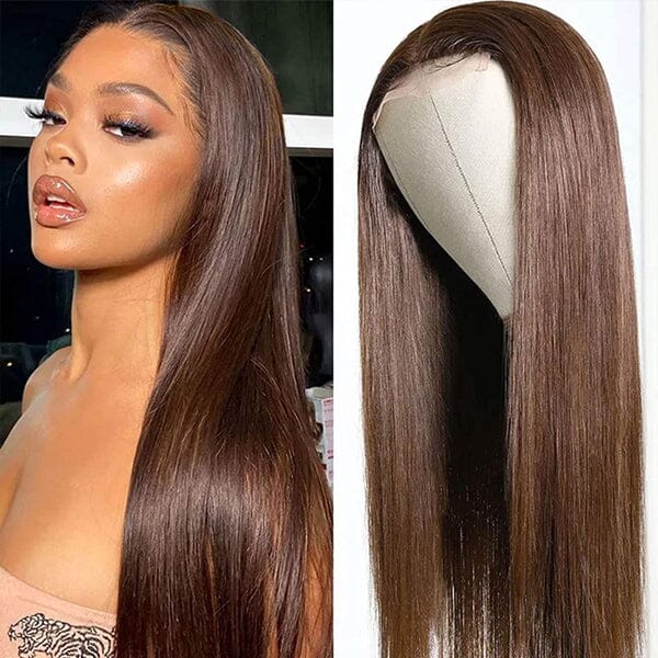 13x4 Lace Frontal Straight Wigs #4 Chocolate Brown Color 4x4 Closure Wig - Doaburu Hair