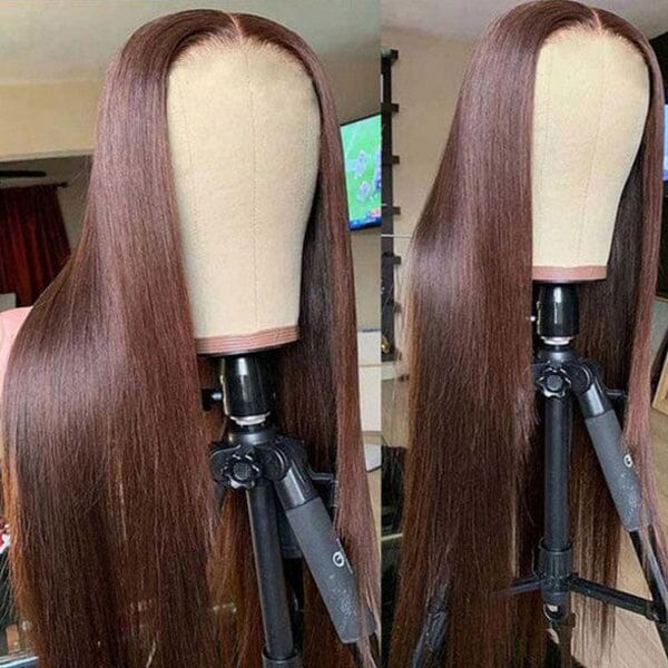 13x4 Lace Frontal Straight Wigs #4 Chocolate Brown Color 4x4 Closure Wig - Doaburu Hair