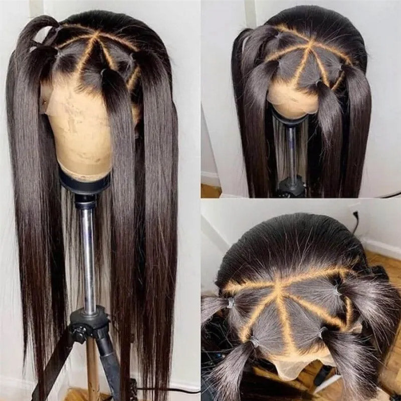 360 Lace Frontal Wig Straight Hair Virgin Hair Natural Black Pre-Plucked - Doaburu Hair