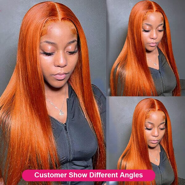 New Fashion Orange Color 13*4 Lace Frontal Wig Straight/Body Wave - Doaburu Hair