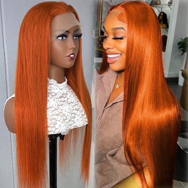 New Fashion Orange Color 13*4 Lace Frontal Wig Straight/Body Wave - Doaburu Hair