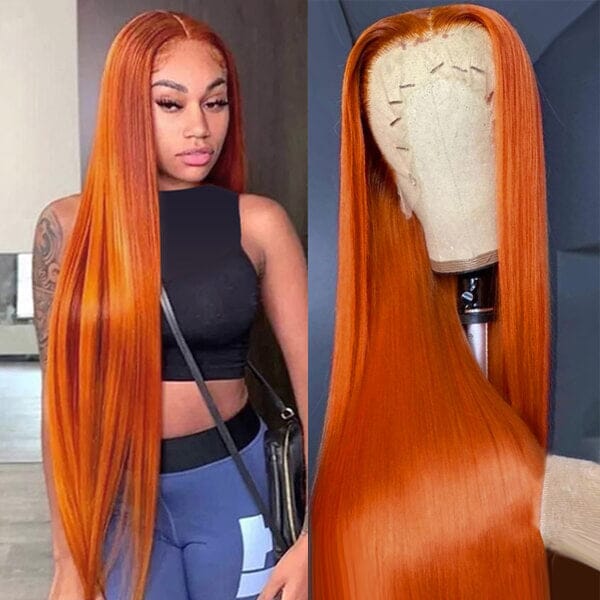 New Fashion Orange Color 13*4 Lace Frontal Wig Straight/Body Wave - Doaburu Hair