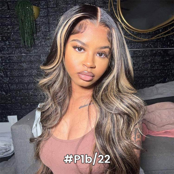 Honey Blonde Body Wave Highlights Mix Color Human Hair Lace Frontal Wigs - Doaburu Hair