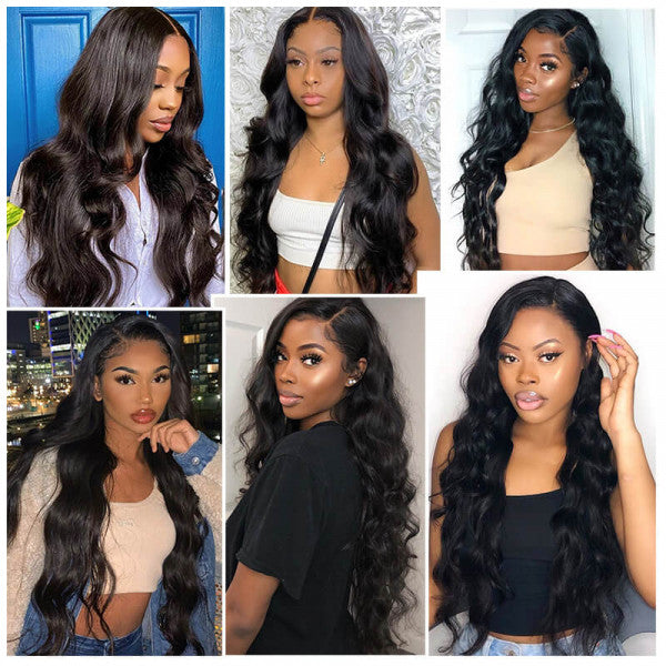 Glueless Wig Body Wave Transparent 13*4 Lace Frontal Wigs Natural Black - Doaburu Hair