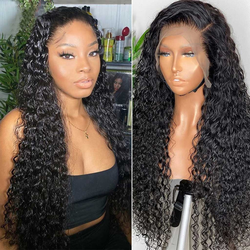 13x4 Transparent Lace Frontal Water Wave Wigs Virgin Human Hair - Doaburu Hair