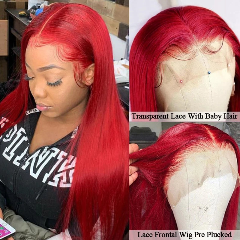 Redwine Color 4x4 13x4 Straight Lace Frontal Wigs - Doaburu Hair